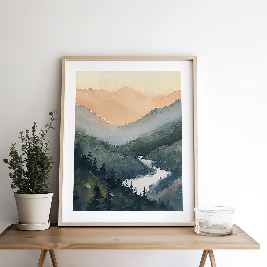 Idaho Salmon River Watercolor Art Print, Mountain Range - Image 3
