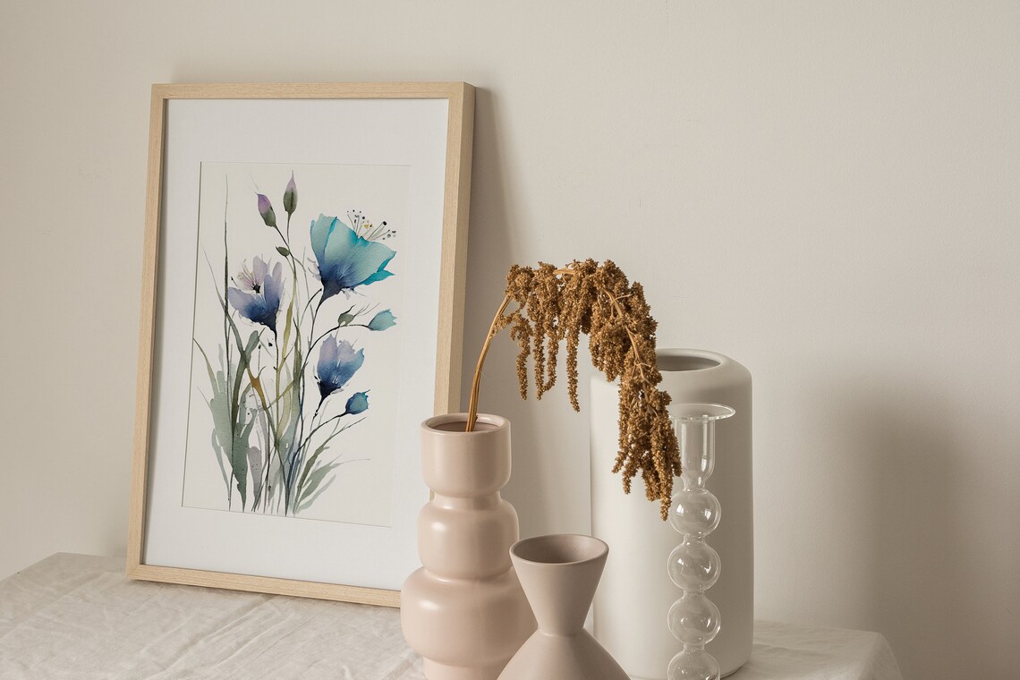 Wildflowers Painting Blue Flowers Watercolor Art Print - Image 4