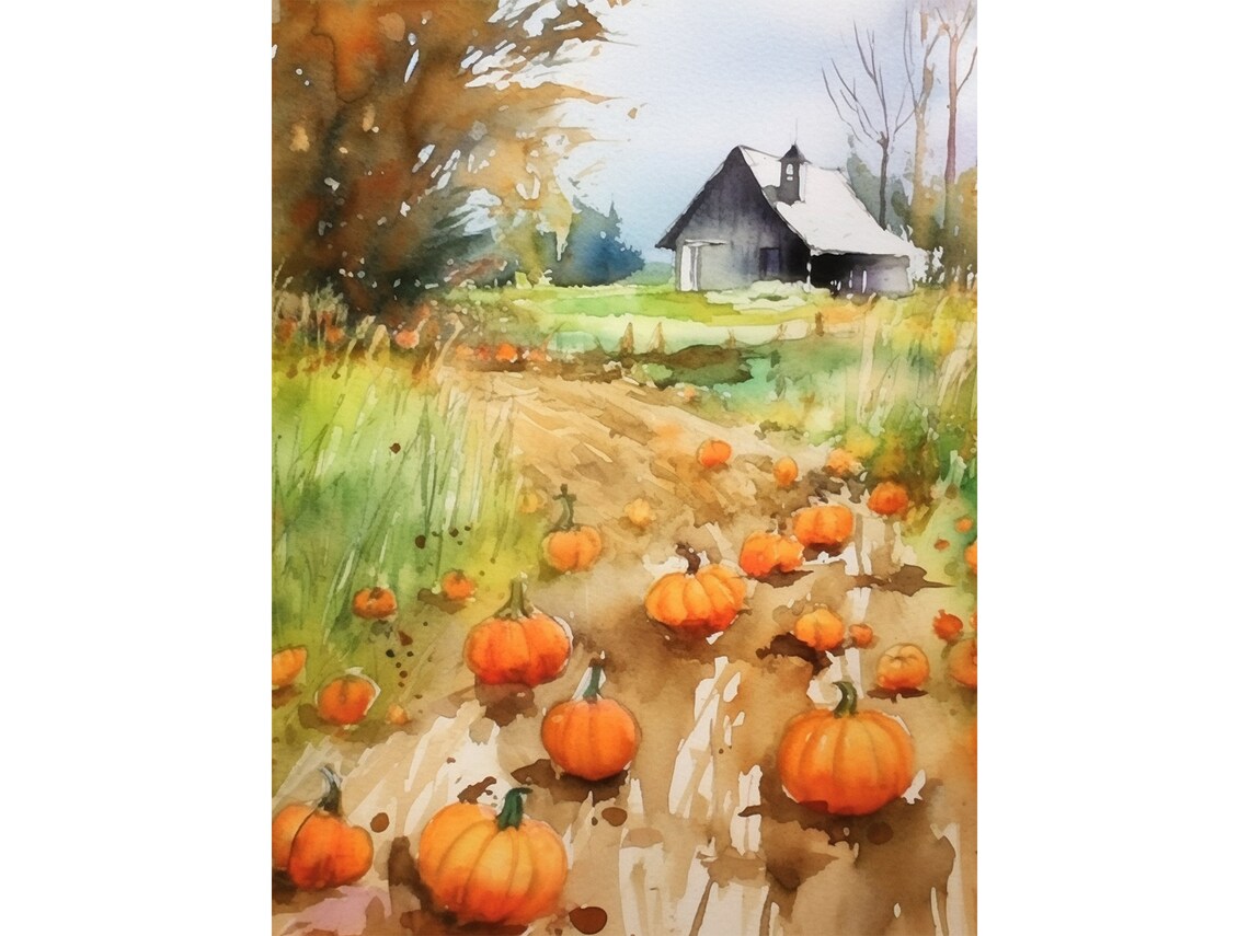 Pumpkin Patch Painting Asheville Farmhouse Art Print