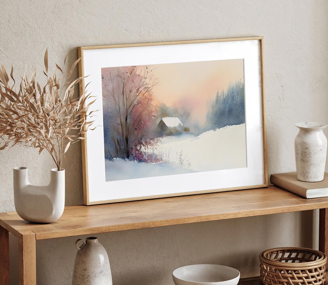 Ouray Colorado Winter Scene Watercolor Art Print - Image 2