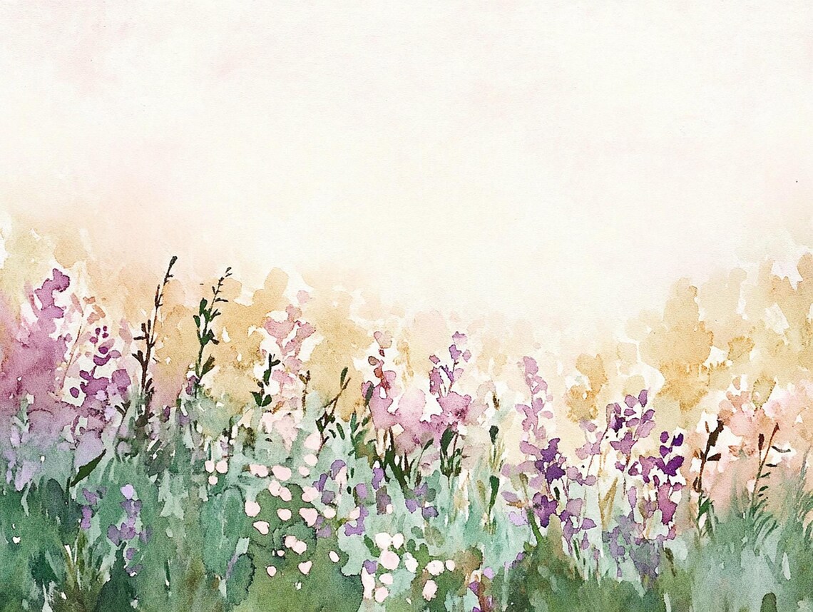 Lavender Wildflower Meadow Pastel Purple Watercolor Floral Poster