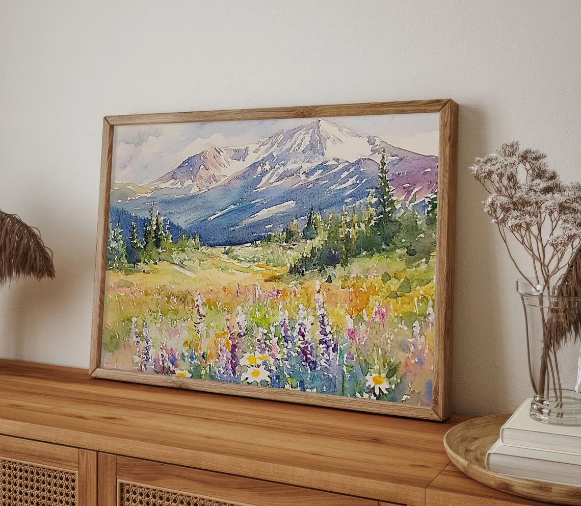 Gore Range Watercolor Art Print, Colorado Meadow - Image 4