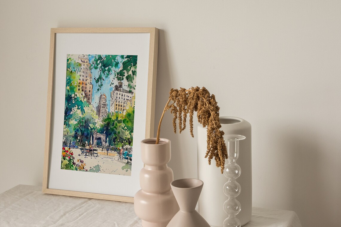 Washington Square Park Watercolor Art Print, New York - Image 2