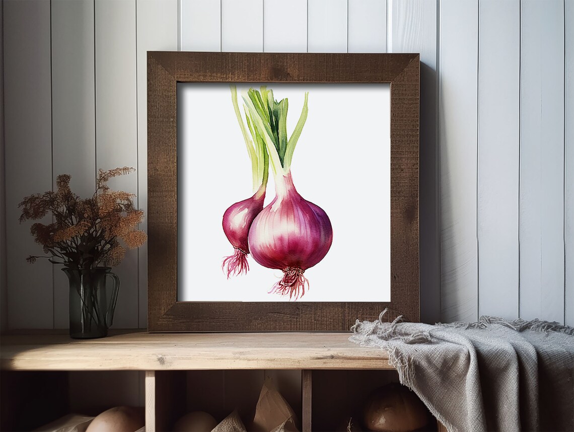 Onion Watercolor Botanical Art Print, Farmhouse Kitchen - Image 3