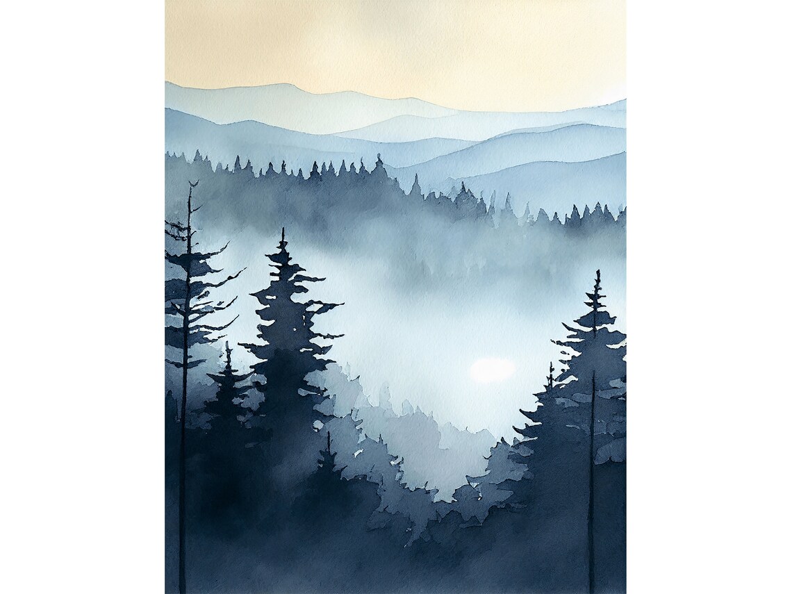 Blue Ridge Mountains Watercolor Art Print
