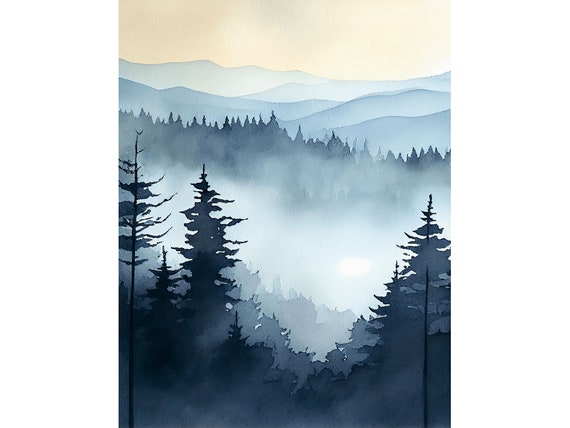 Blue Ridge Mountains Watercolor Art Print