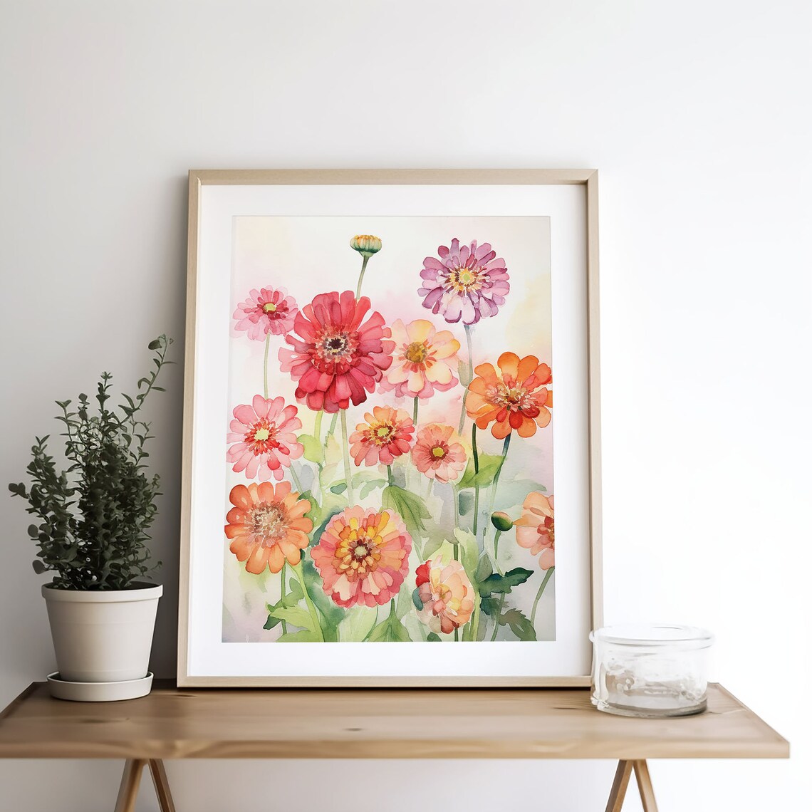 Zinnia Painting Watercolor Art Print, Farmhouse Decor - Image 5