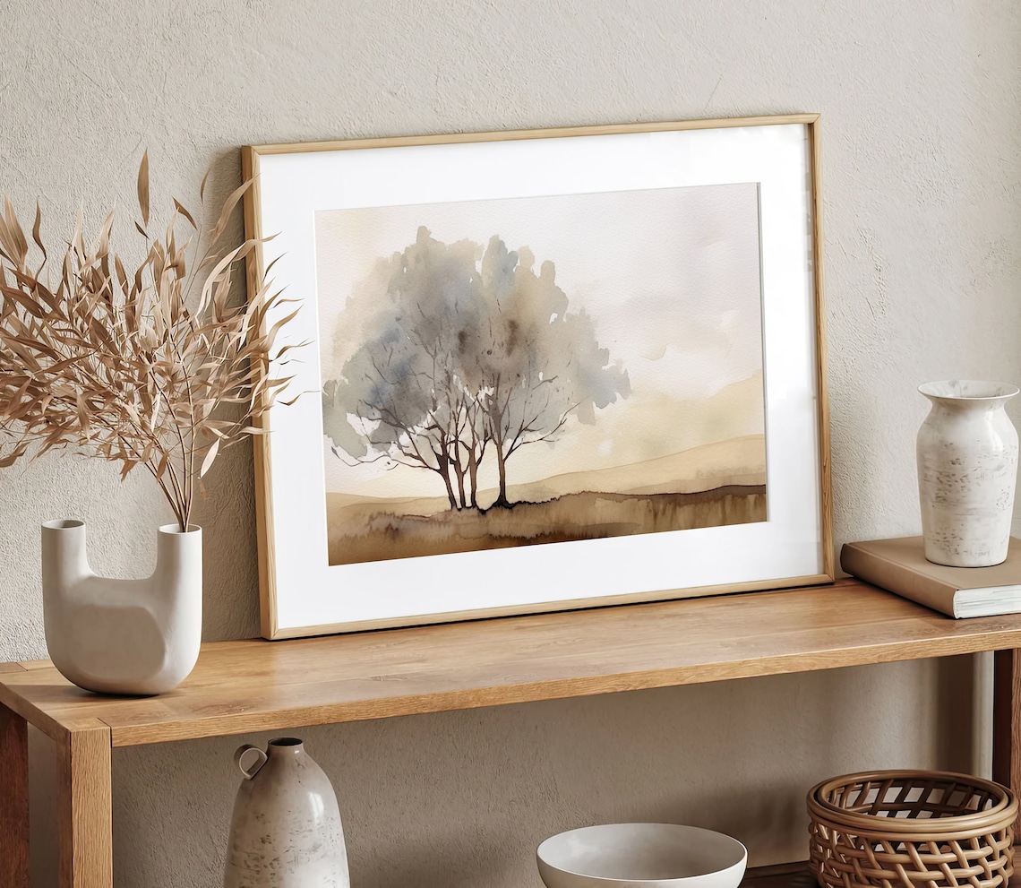 Abstract Tree Landscape Watercolor Art Print - Image 2