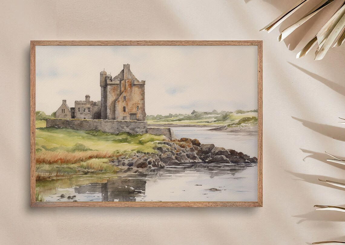 Dungaire Castle Watercolor Art Print, Galway Bay - Image 3