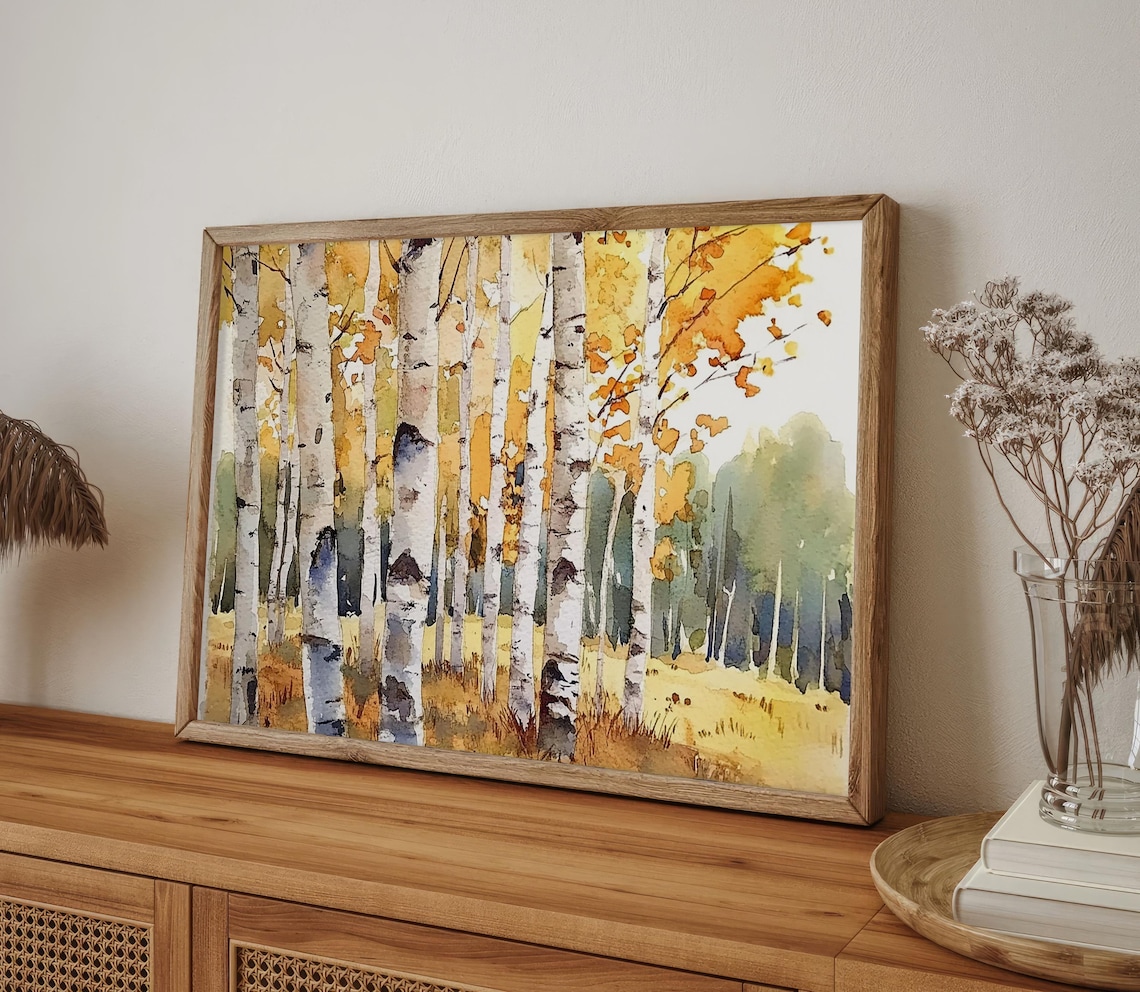 Birch Tree Painting Aspen Trees Watercolor Art Print - Image 4