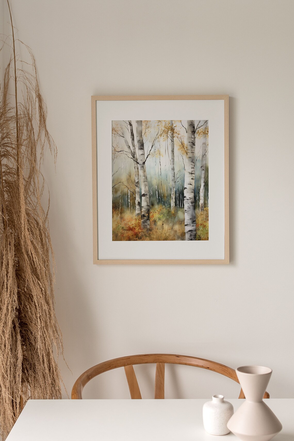 Birch Forest Watercolor Landscape Art Print - Image 4