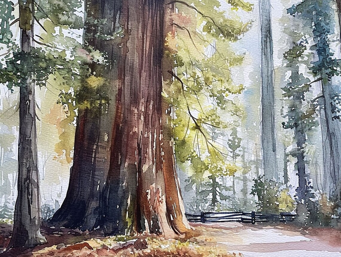 Redwood National Park Watercolor Art Print