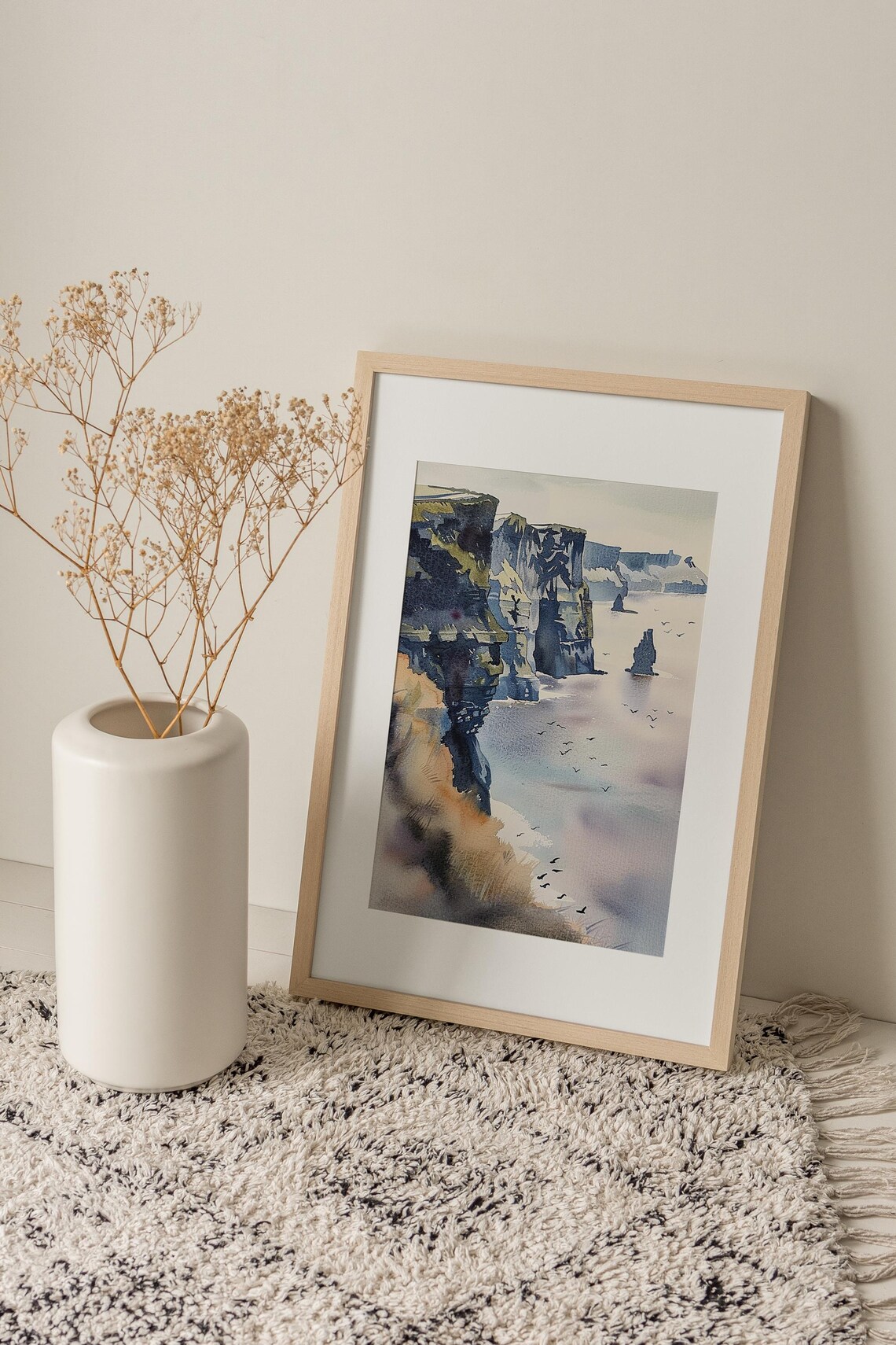 Cliffs of Moher Sunrise Sea Stacks and Seabirds Watercolor Ireland Poster - Image 4