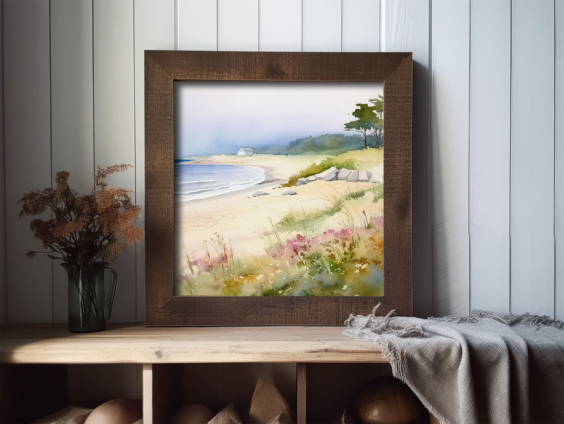 Cape Cod Coastal Watercolor Art Print, Beach Scene - Image 3