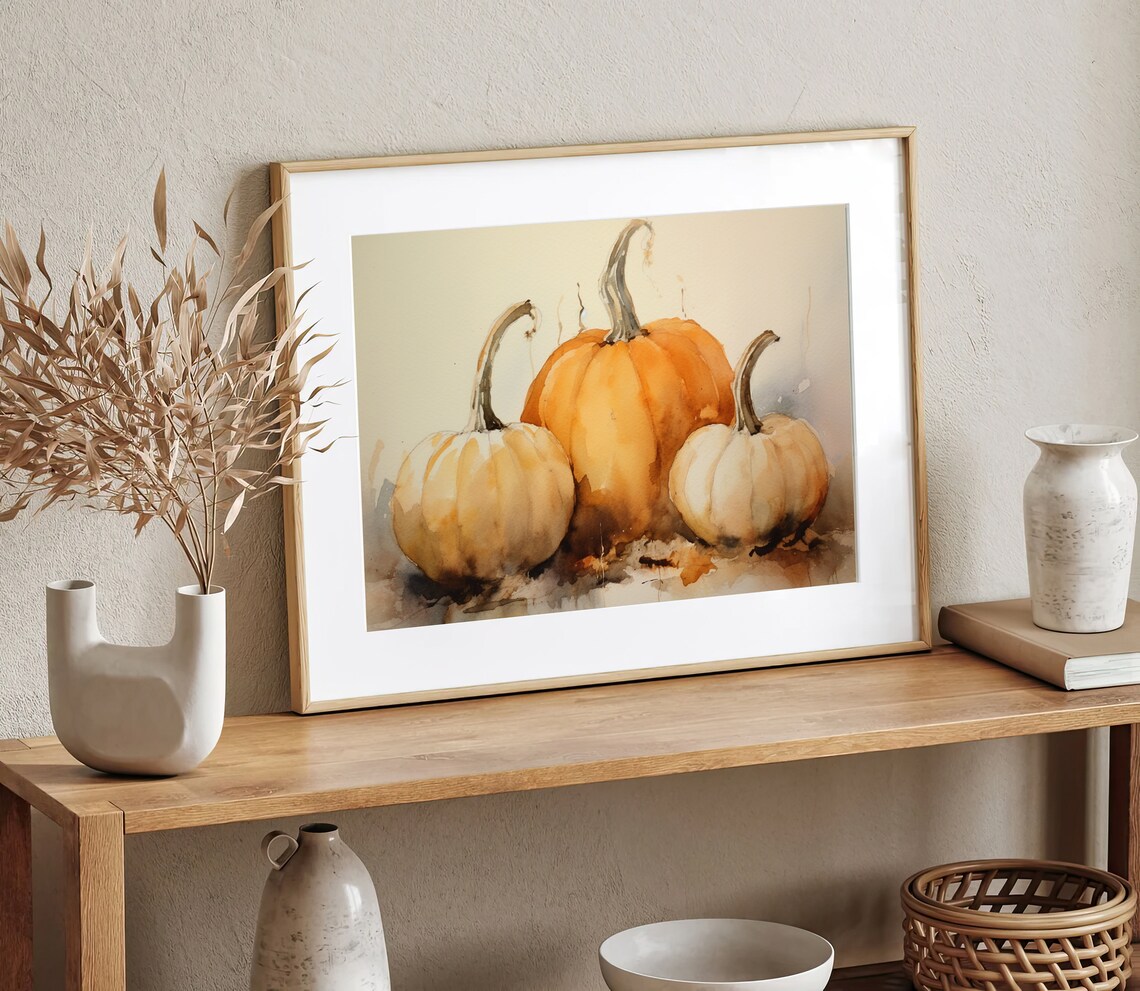 Pumpkin Watercolor Art Print, Farmhouse Autumn Decor - Image 5