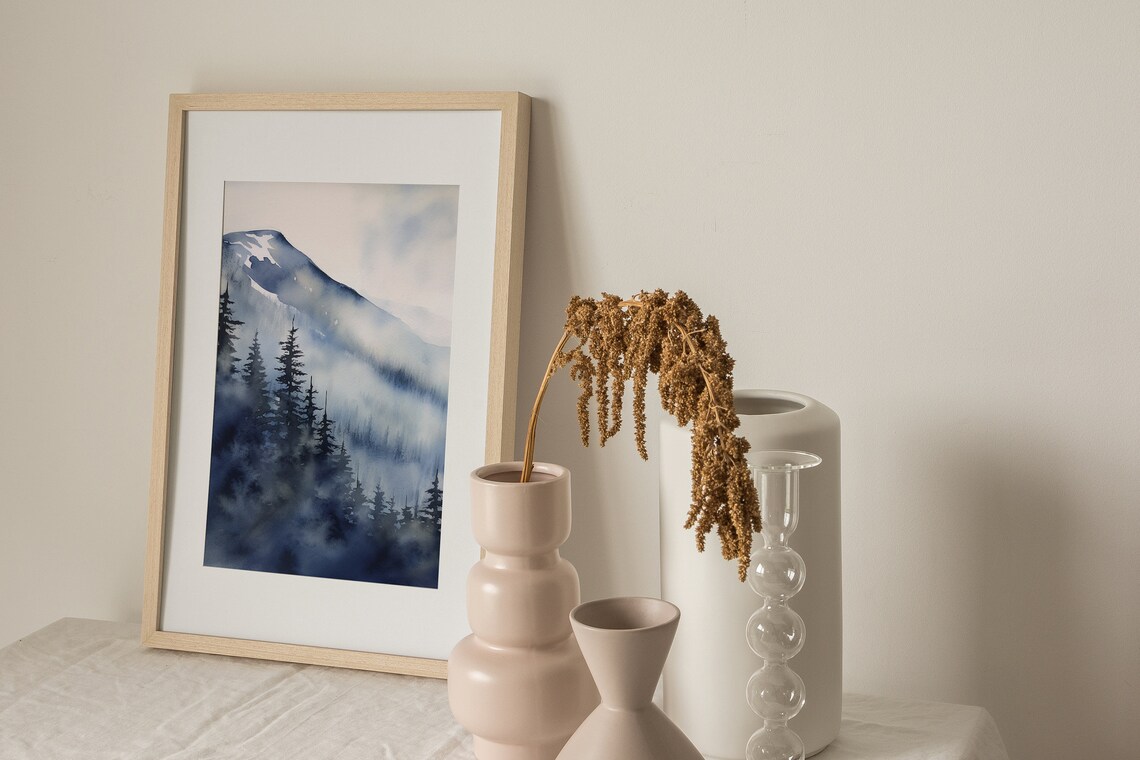 North Cascades Mountain Watercolor Landscape Art Print - Image 2