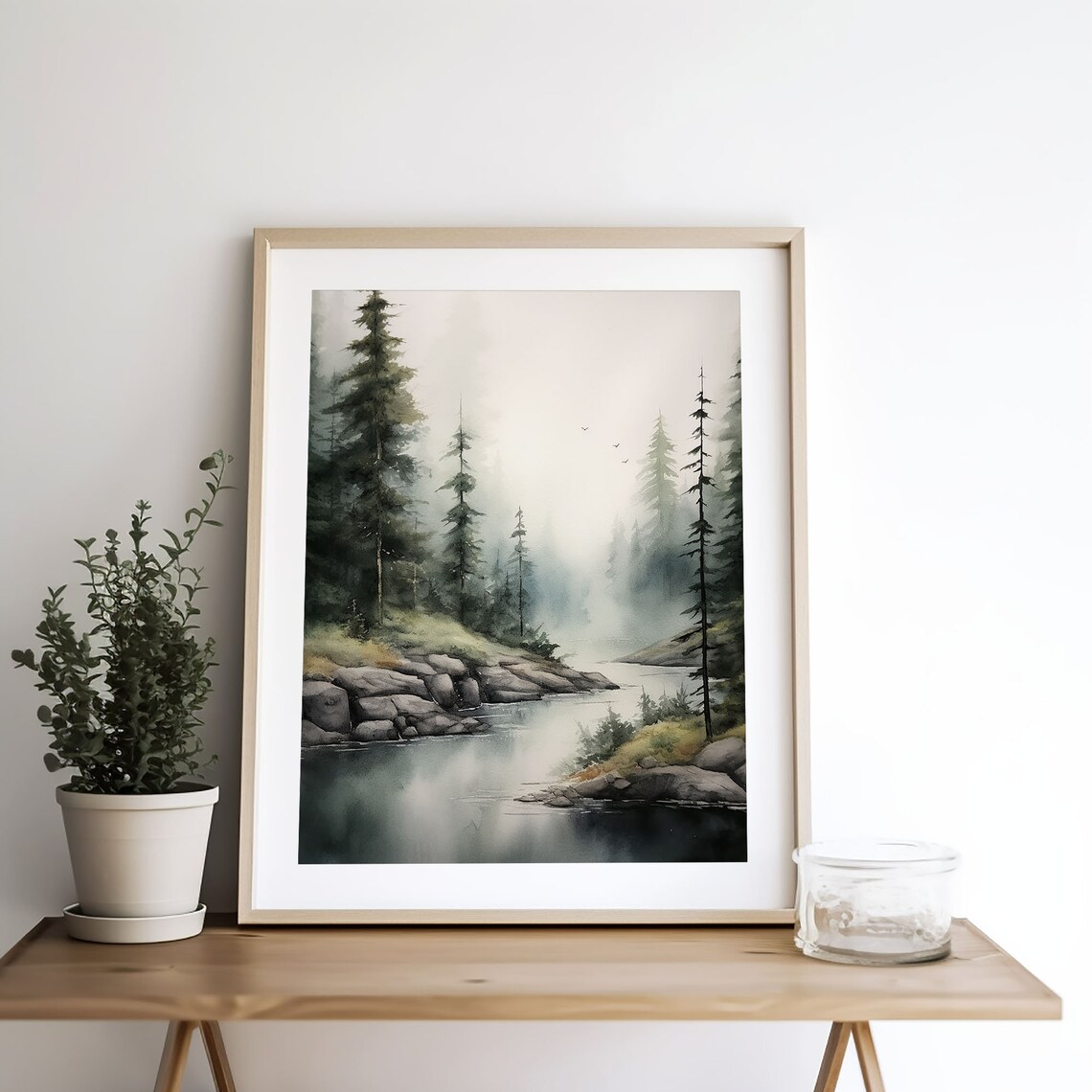 Lochsa River Watercolor Art Print, Idaho Forest - Image 2