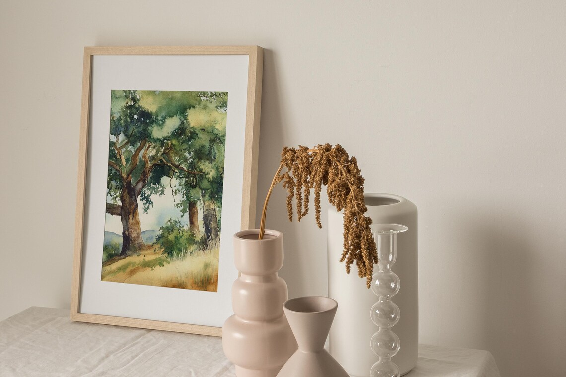 Oak Tree Painting Oakland Watercolor Art Print - Image 2