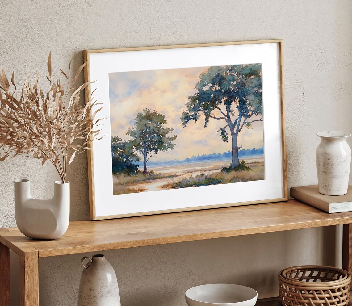 Kiawah Island Marsh Lowcountry Wetland Dawn Watercolor Poster - Image 2