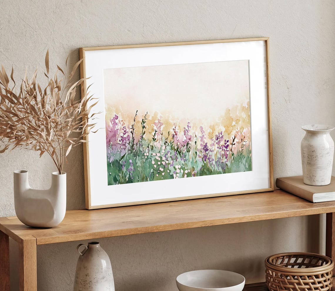 Temecula Wildflowers Painting Abstract Flowers Watercolor Art Print California Meadow Wall Art Landscape Print Field Of Flowers Artwork - Image 2