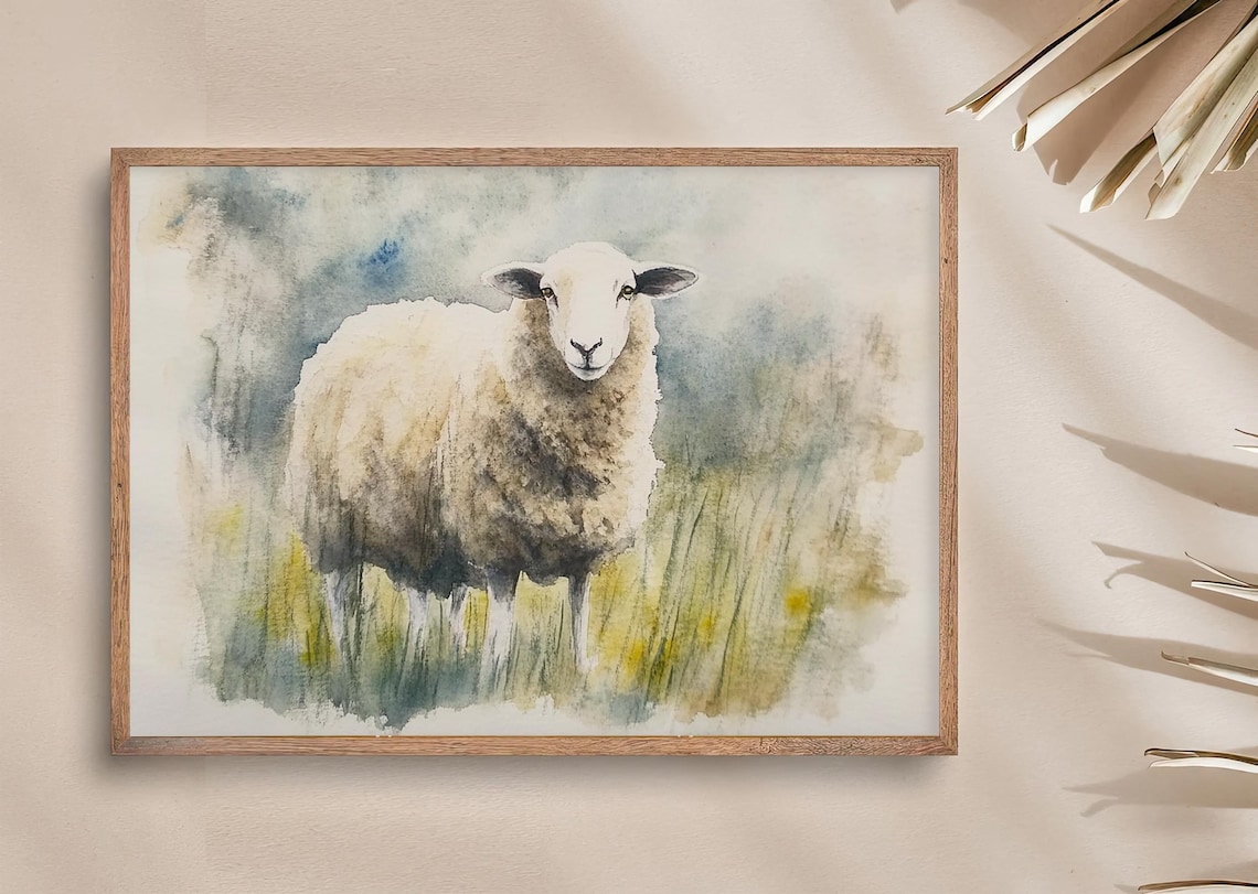 Sheep Painting Irish Sheep Rustic Watercolor Art Print - Image 3