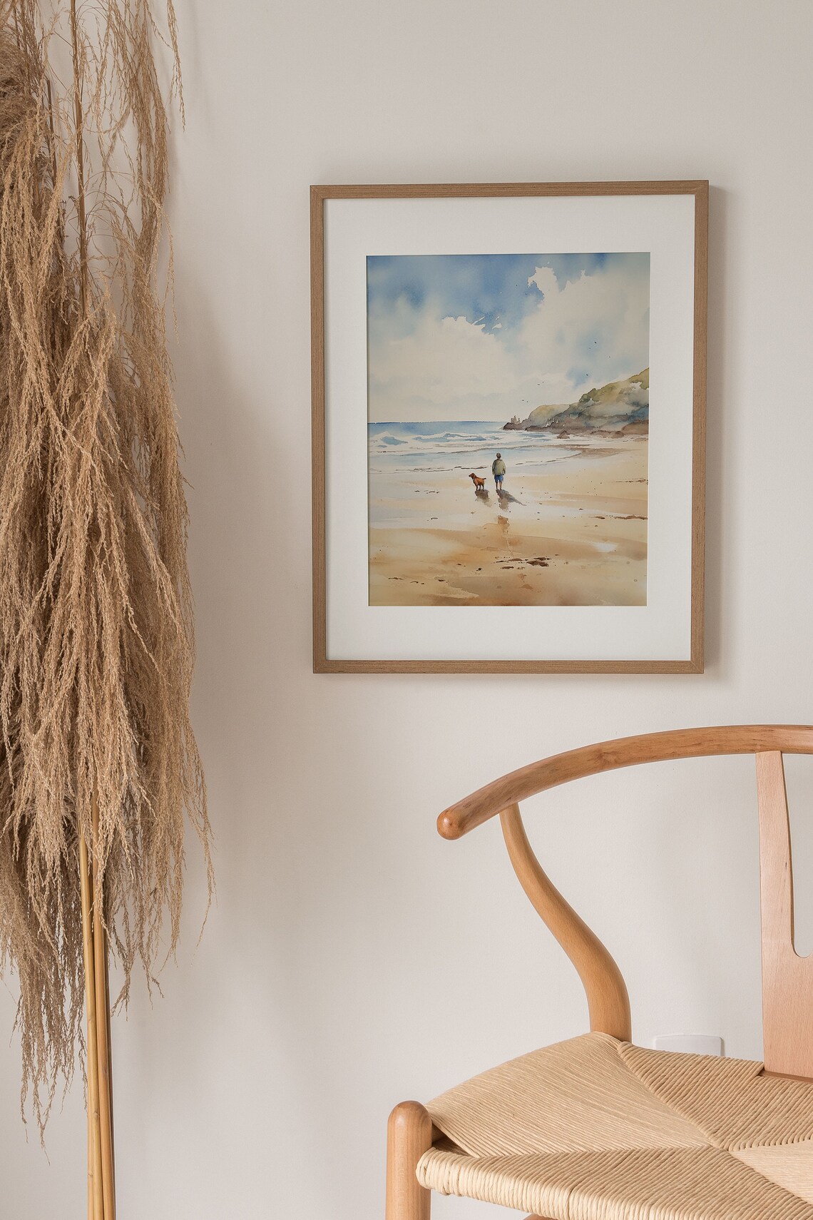 Cornwall Beach Walk Watercolor Art Print, Seascape - Image 5
