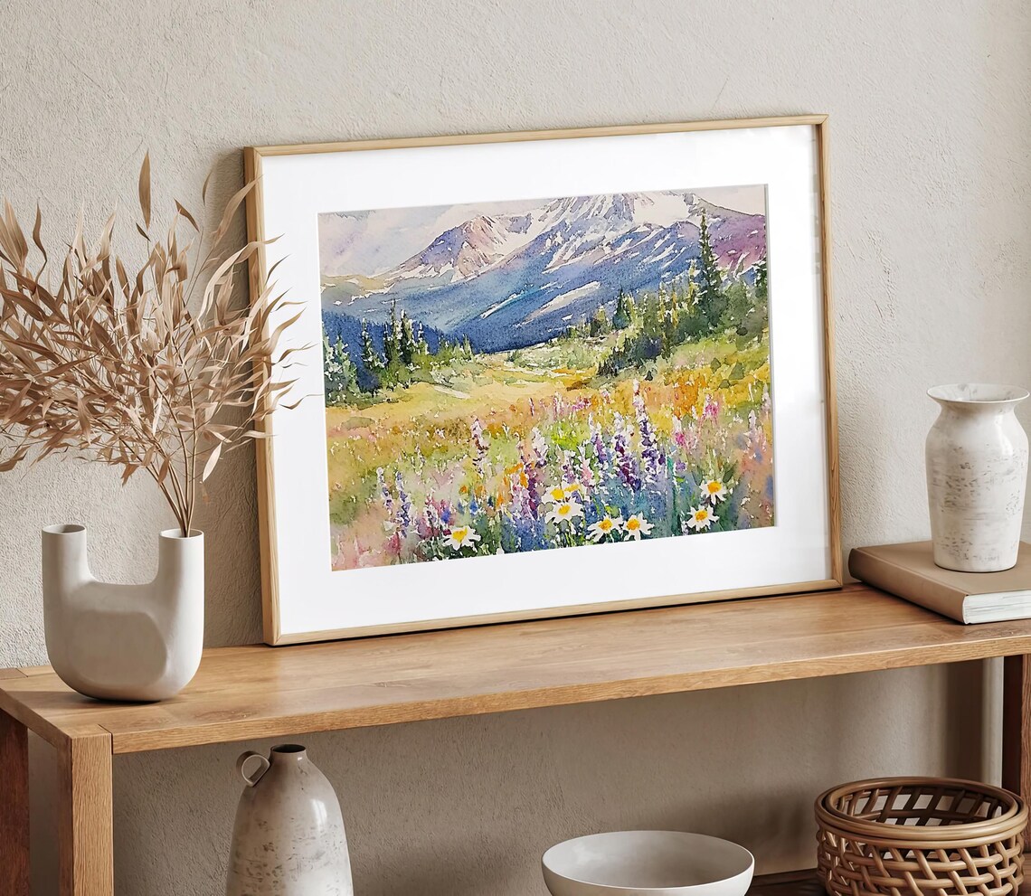Gore Range Watercolor Art Print, Colorado Meadow - Image 2