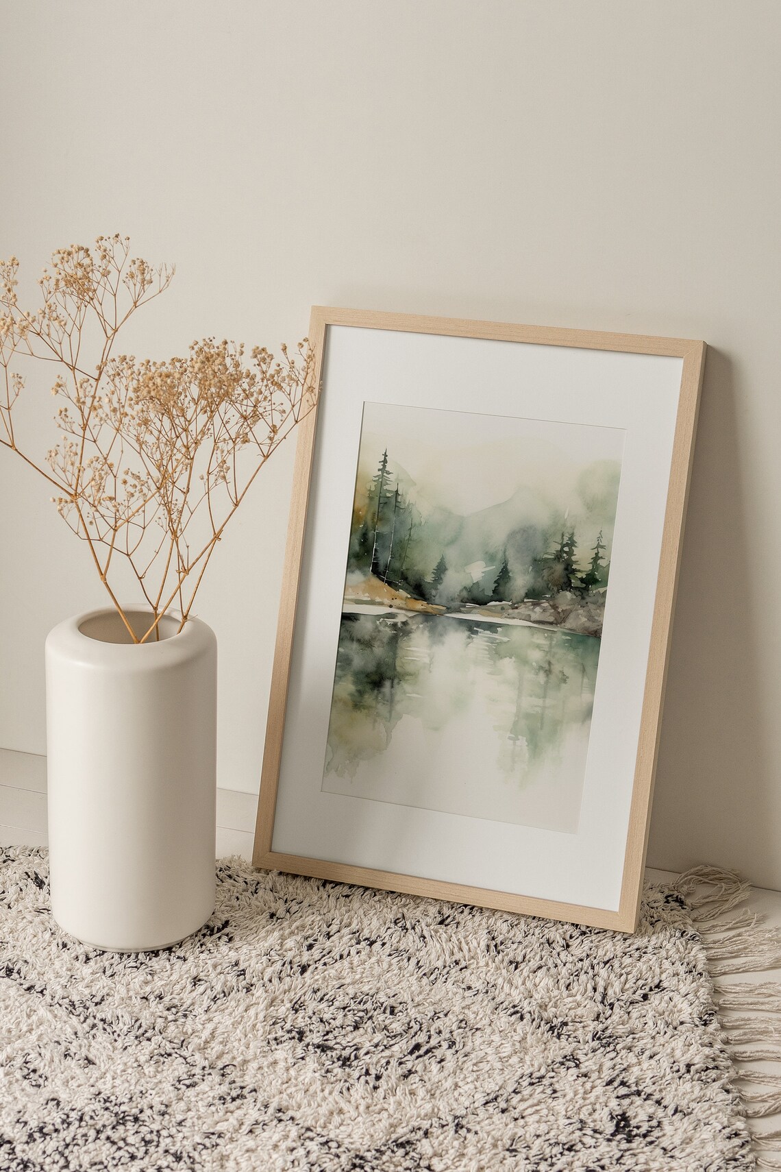 Priest Lake Idaho Watercolor Mountain Lake Landscape - Image 4