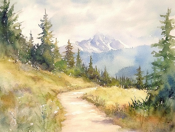 Clark Point Yosemite Watercolor Art Print, California
