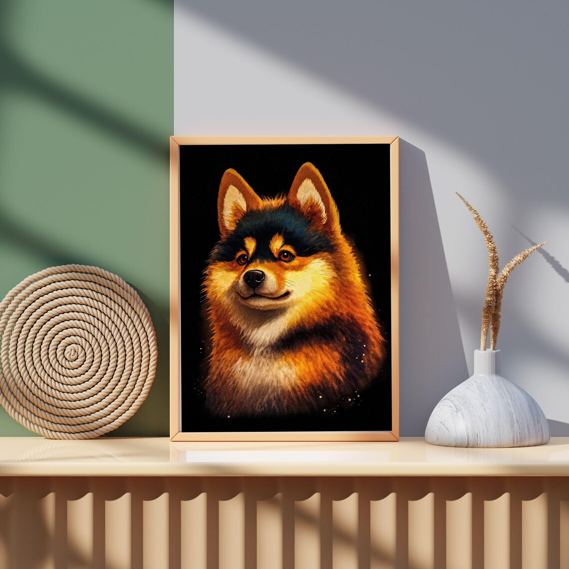 Finnish Lapphund Puppy Blue Eyed Nordic Spitz Dog Portrait Poster - Image 2