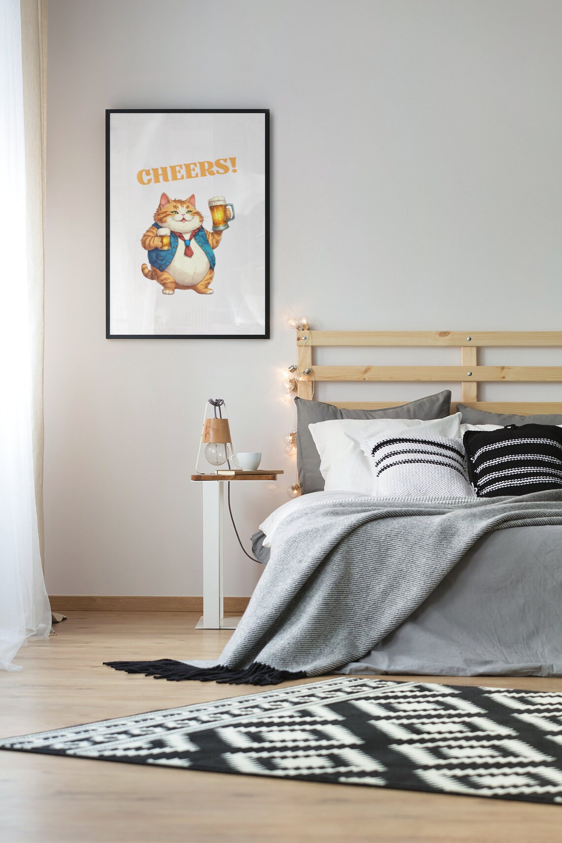 Cheers Funny Orange Cat Holding Beer Mugs Bar Humor Animal Poster - Image 2
