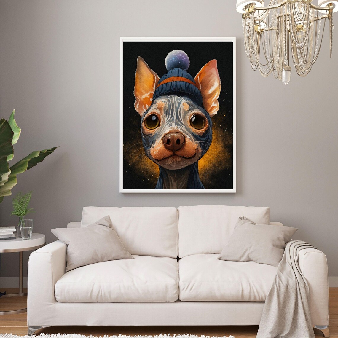 Chihuahua in Blue Winter Beanie Hat Funny Dog Portrait Poster - Image 4