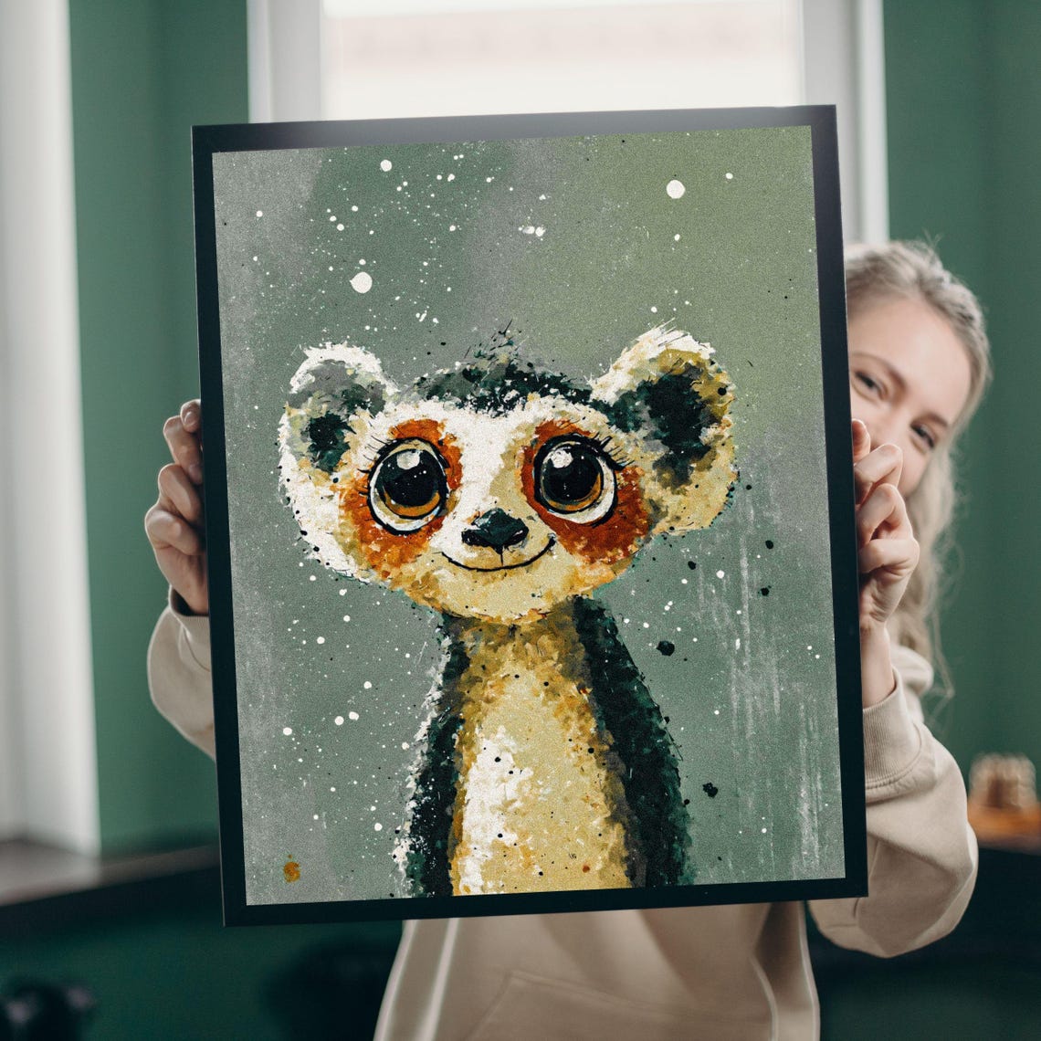 Curious Lemur Framed Art Print Kids Room Decor Madagascar Animal Wall Art Nursery Art Baby Shower Gift Jungle Animal Illustrated - Image 5