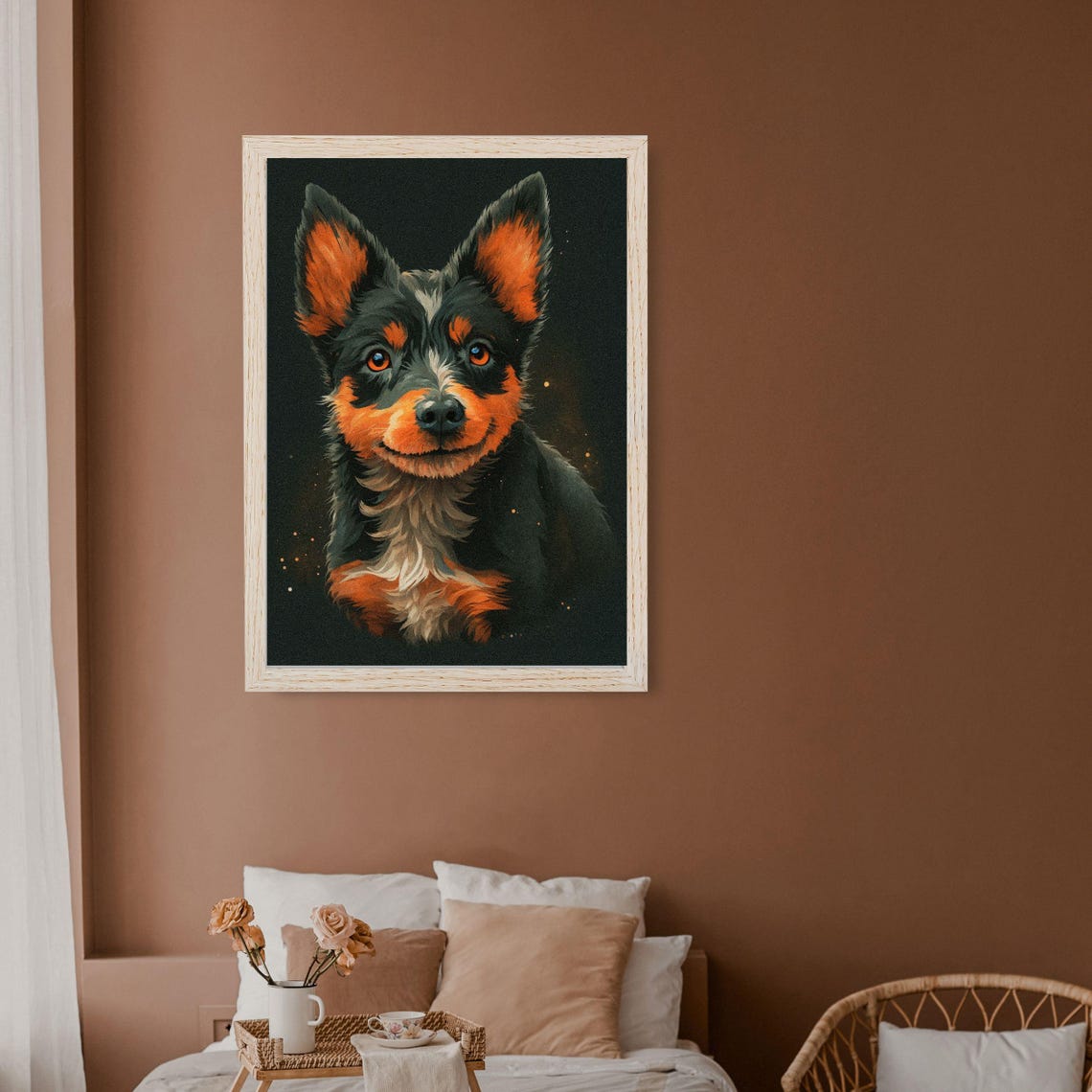 Australian Stumpy Tail Cattle Dog Portrait Fiery Orange Wall Art - Image 6