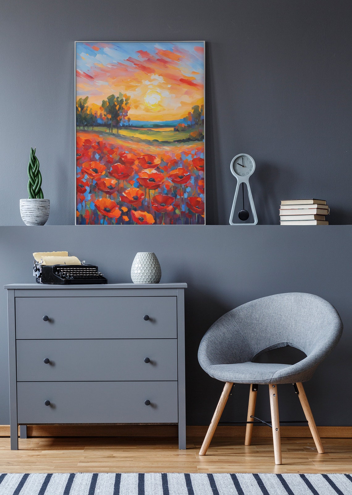 Poppy Field Painting Field Of Red Flowers Painting Print Wall Art Home Decor Floral Art Landscape Painting Floral Home Decor - Image 3