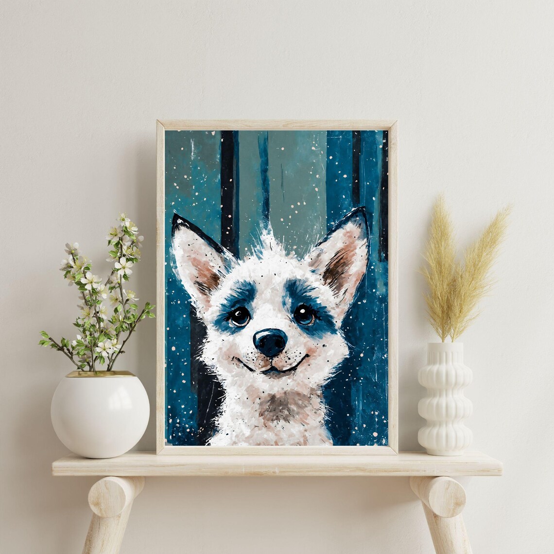 Cute Baby Husky Puppy Watercolor Portrait Blue Eyed Siberian Dog Print - Image 3