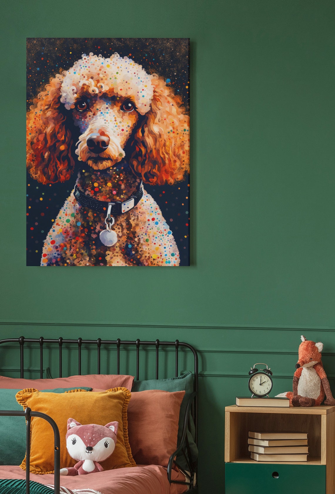 Apricot Poodle Portrait Collar Tag Speckled Dot Style Dog Art Poster - Image 4