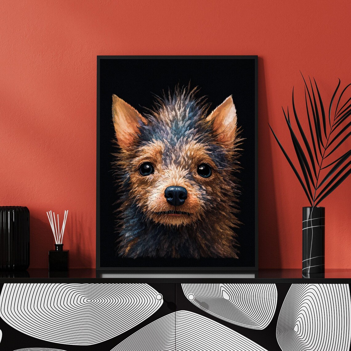 Yorkshire Terrier Puppy Close Up Big Eyes Dog Portrait Poster - Image 2