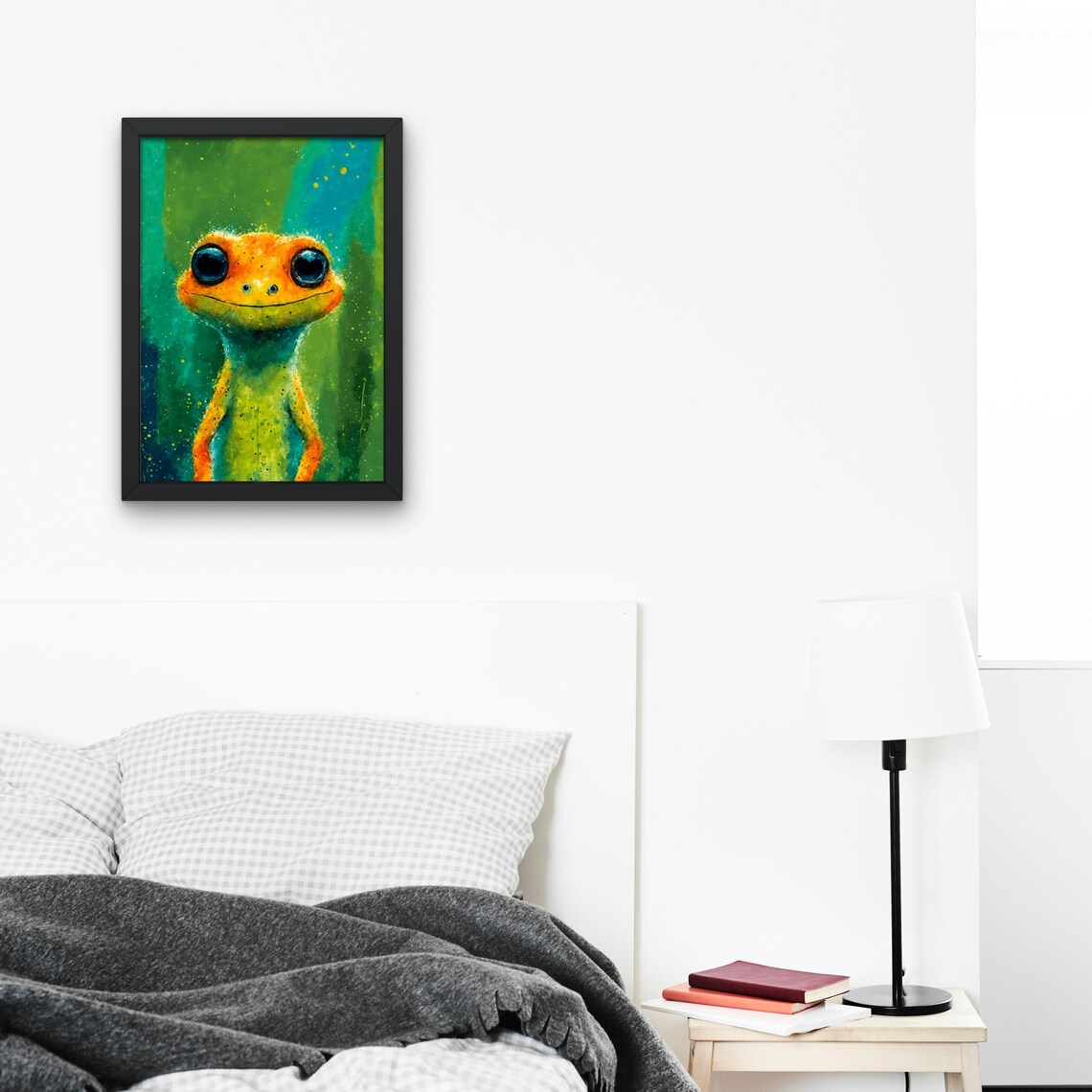 Cute Orange Gecko Big Eyes Portrait Colorful Reptile Kids Poster - Image 3
