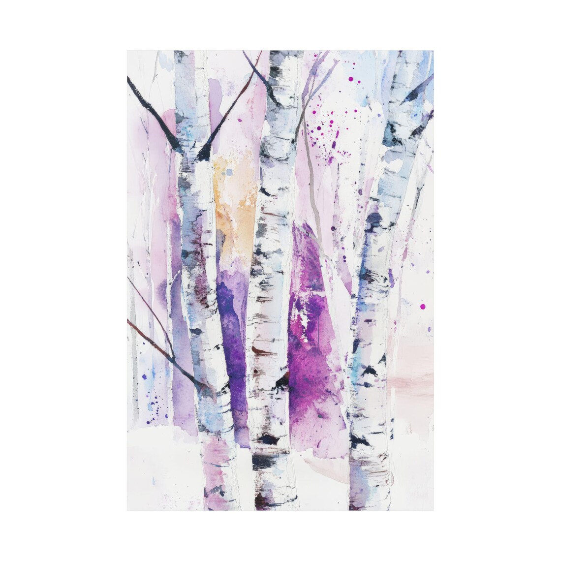 Birch Forest Watercolor Tree Artwork, Art Print - Image 2