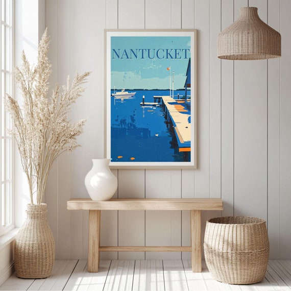 Nantucket Wall Art Vintage Coastal Wall Art Nautical Home Decor Summer House Decor Coastal Living Massachusetts Art