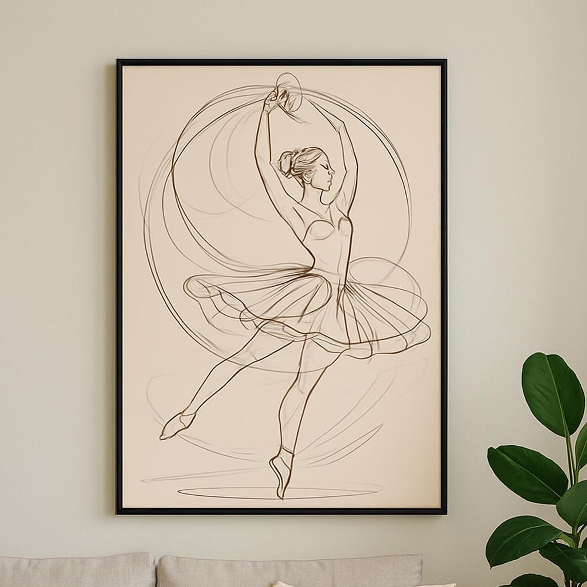 Ballet Dancer Line Art, Minimalist Dance Illustration
