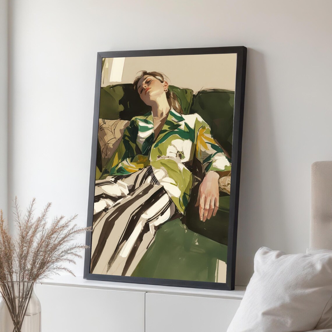 Cozy Relaxation Woman on Couch Illustration
