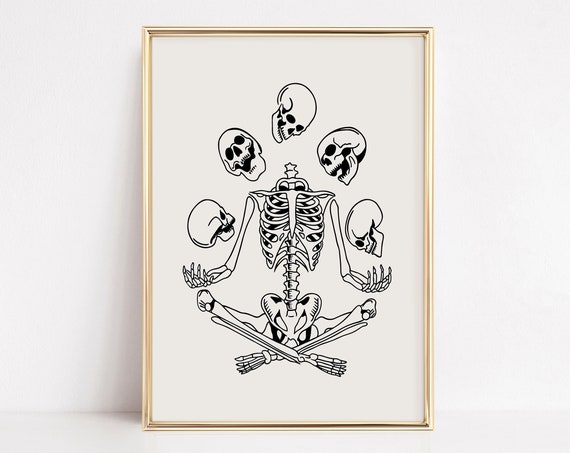 Funny Skeleton Halloween Poster, Holiday Wall Art