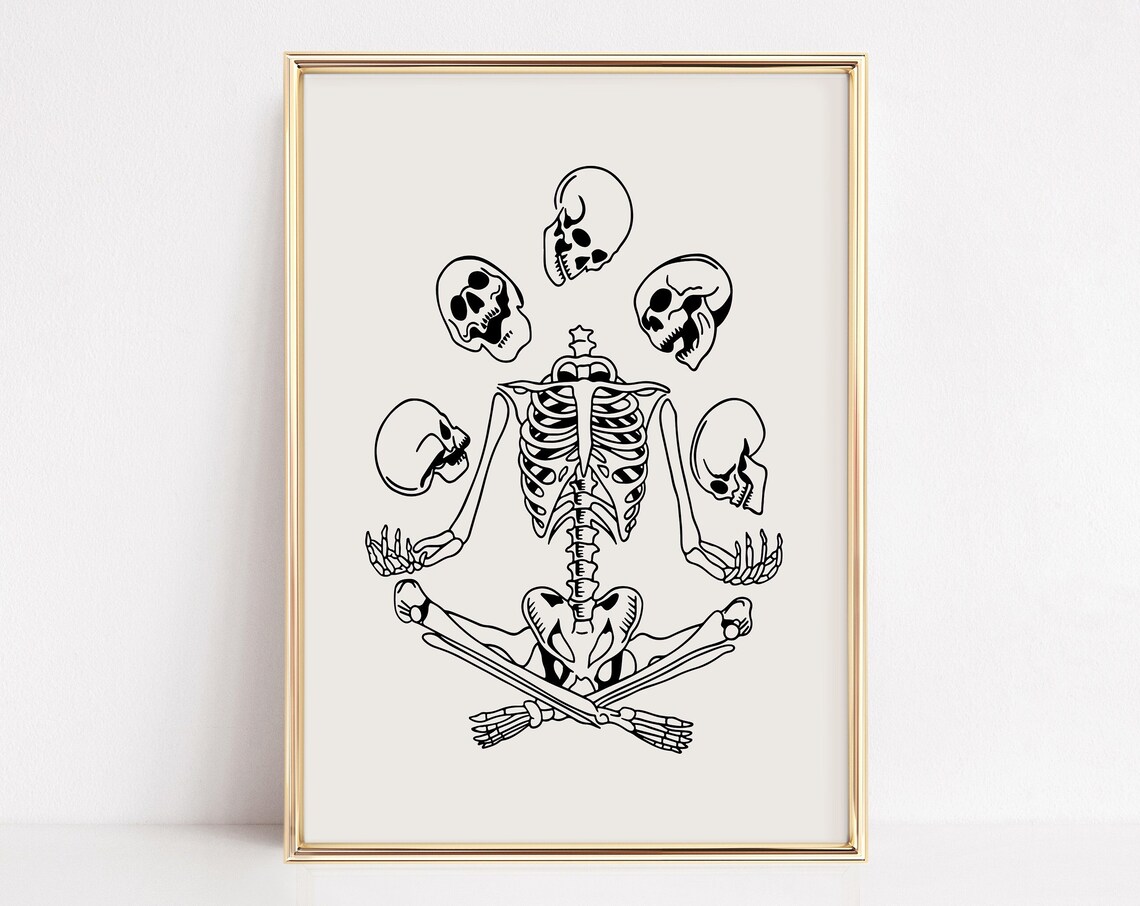 Funny Skeleton Halloween Poster, Holiday Wall Art