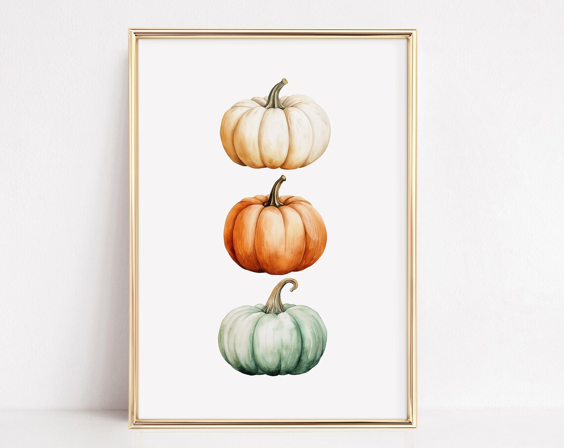 Pumpkin Halloween White Pumpkin Watercolor Art Print - Image 2