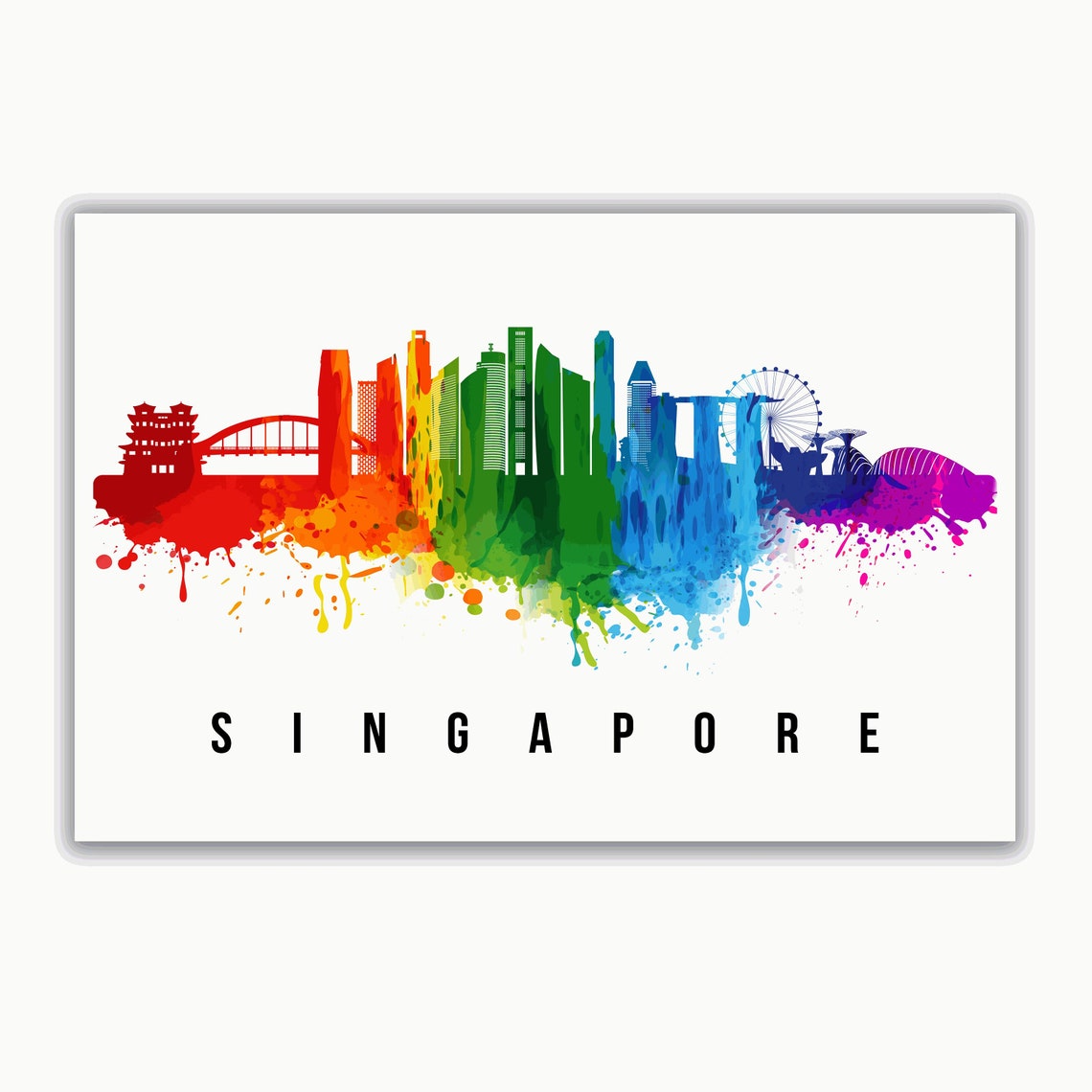 Singapore City Singapore Poster Skyline Poster Cityscape And Landmark Singapore City Illustration Home Wall Art Office Decor - Image 2
