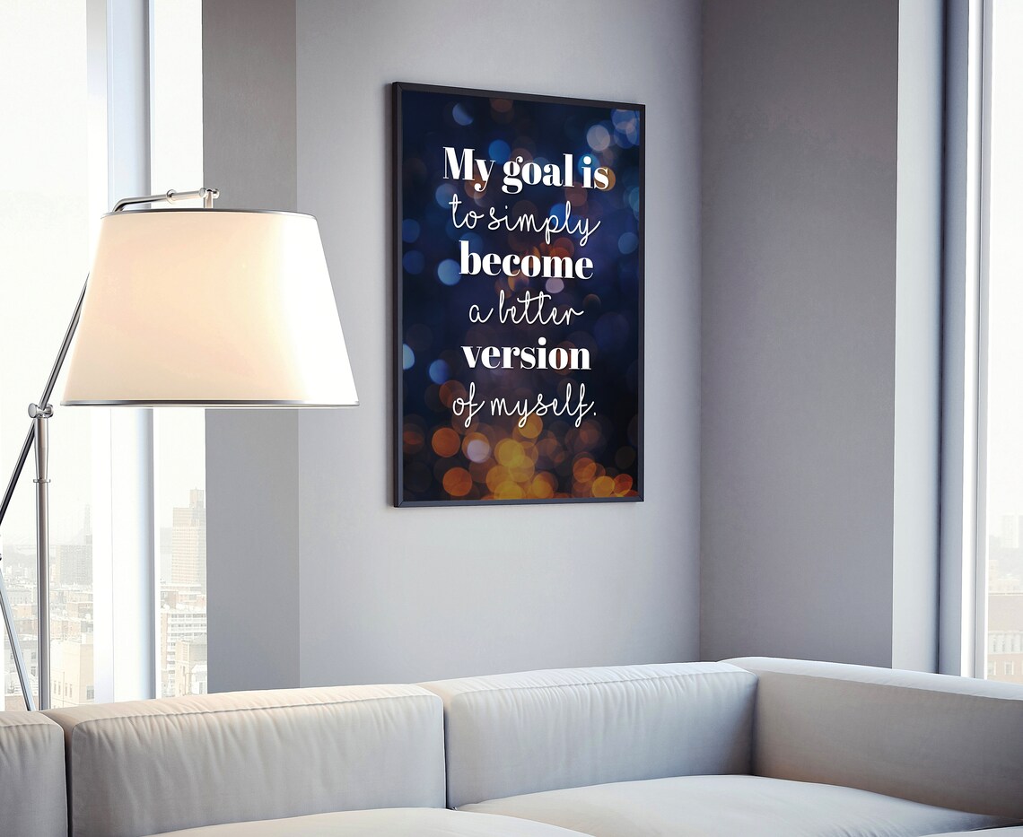 Better Version Of Myself Quote Golden Bokeh Night Lights Motivational Poster - Image 4