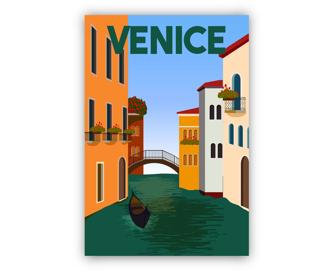 Italy Venice Travel Poster Venice Cityscape Poster Venice Landmark Poster Wall Art Home Wall Art Decoration Venice Vintage Poster Print - Image 2