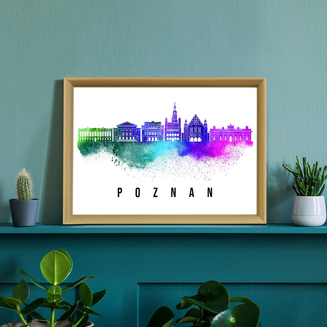 Poznan Poland Renaissance Town Hall Watercolor Skyline Poster - Image 2